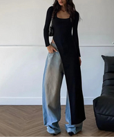 BXOXO Solid Unique Women Tops Classic Concise Autumn Full Sleeve U-neck Skinny Splited Super-Long Tees Popular New Wild T-shirts